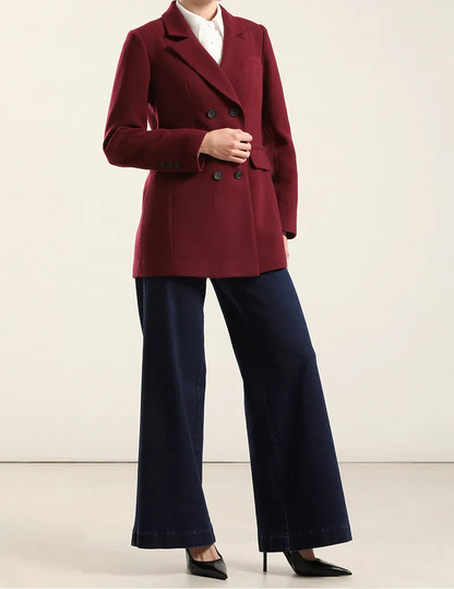 Blazer Mujer Entallado Doble Cruce Vino