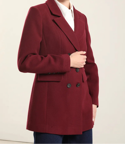 Blazer Mujer Entallado Doble Cruce Vino