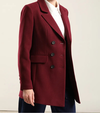 Blazer Mujer Entallado Doble Cruce Vino