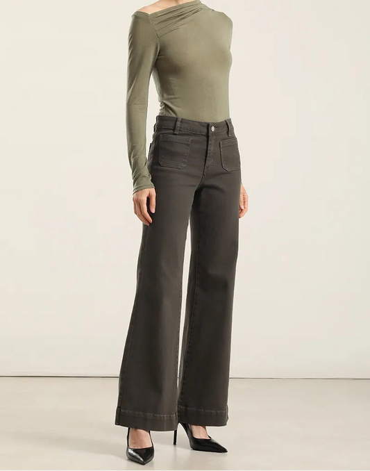 Jeans Mujer Color Palazzo Militar