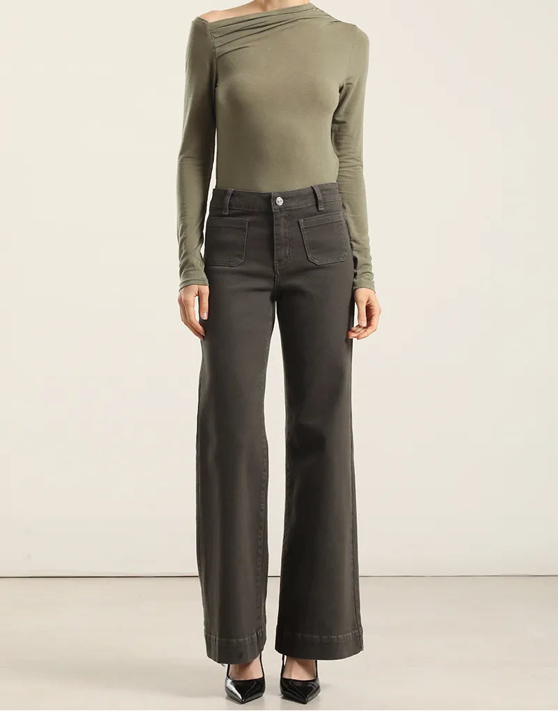 Jeans Mujer Color Palazzo Militar