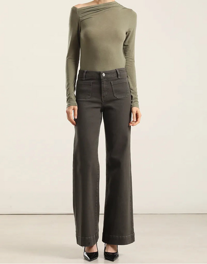 Jeans Mujer Color Palazzo Militar