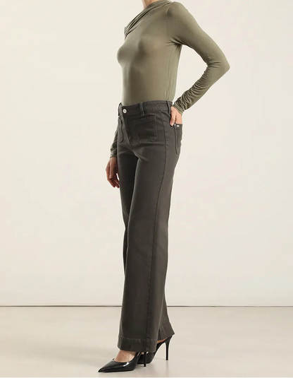 Jeans Mujer Color Palazzo Militar