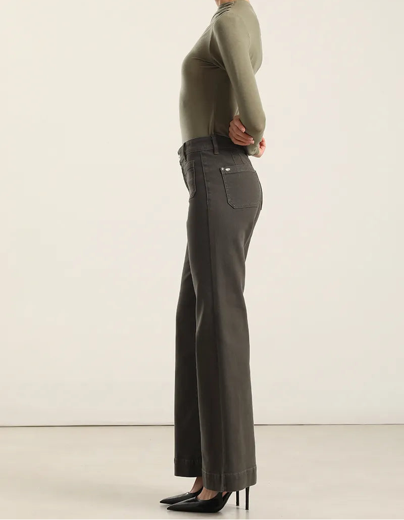 Jeans Mujer Color Palazzo Militar