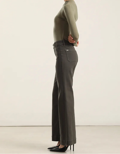 Jeans Mujer Color Palazzo Militar