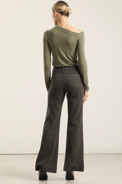 Jeans Mujer Color Palazzo Militar
