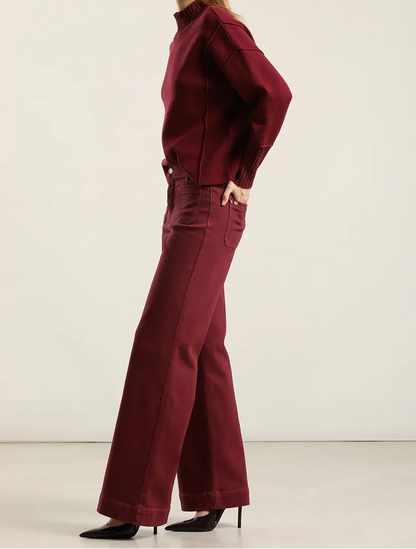 Jeans Mujer Color Palazzo Burdeo