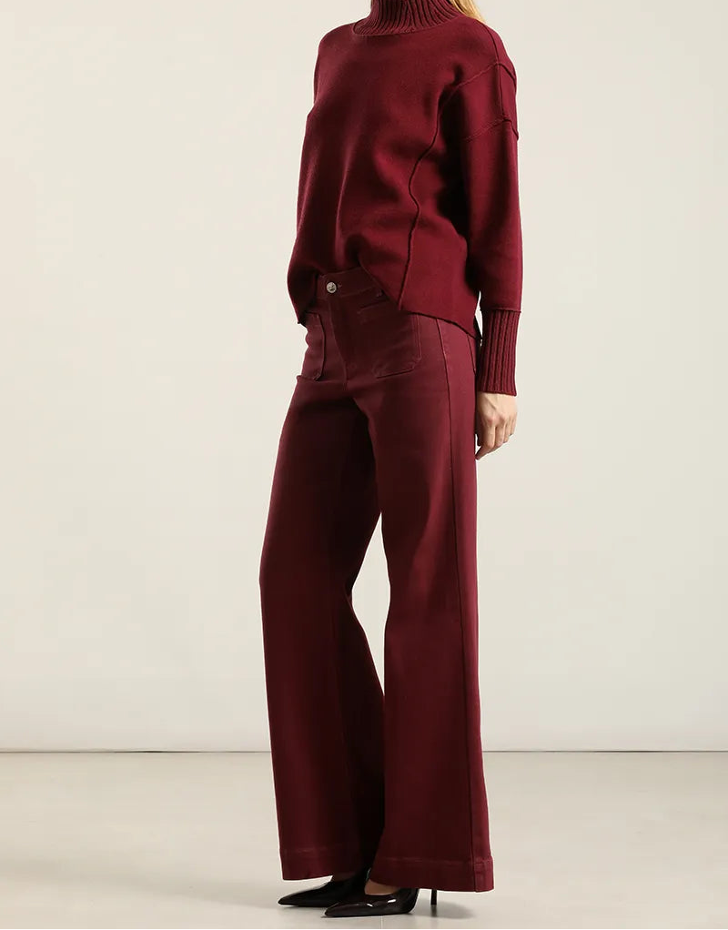 Jeans Mujer Color Palazzo Burdeo