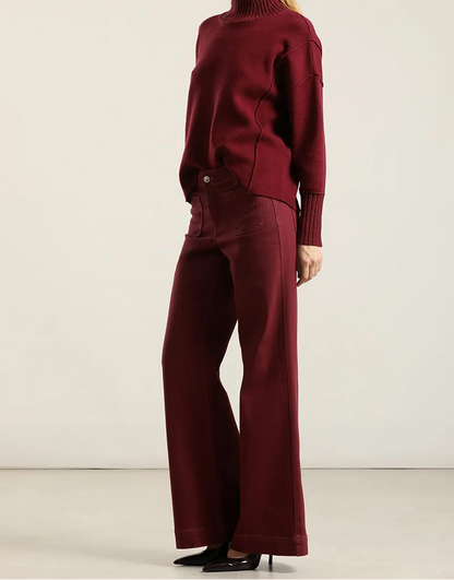 Jeans Mujer Color Palazzo Burdeo