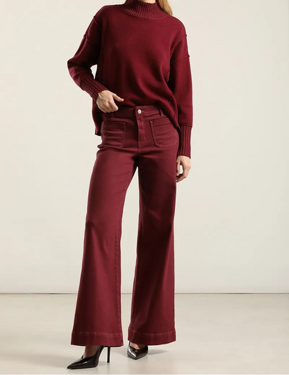 Jeans Mujer Color Palazzo Burdeo