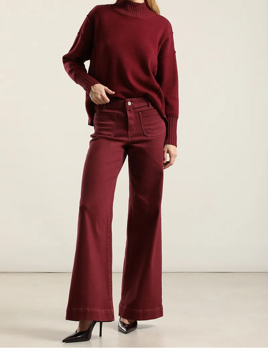 Jeans Mujer Color Palazzo Burdeo
