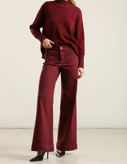 Jeans Mujer Color Palazzo Burdeo