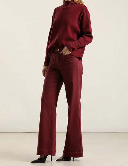 Jeans Mujer Color Palazzo Burdeo