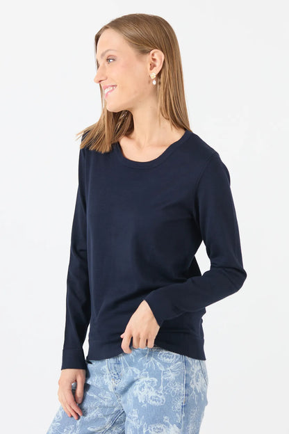 Sweater Mujer Cuello Redondo Liso Azul Marino