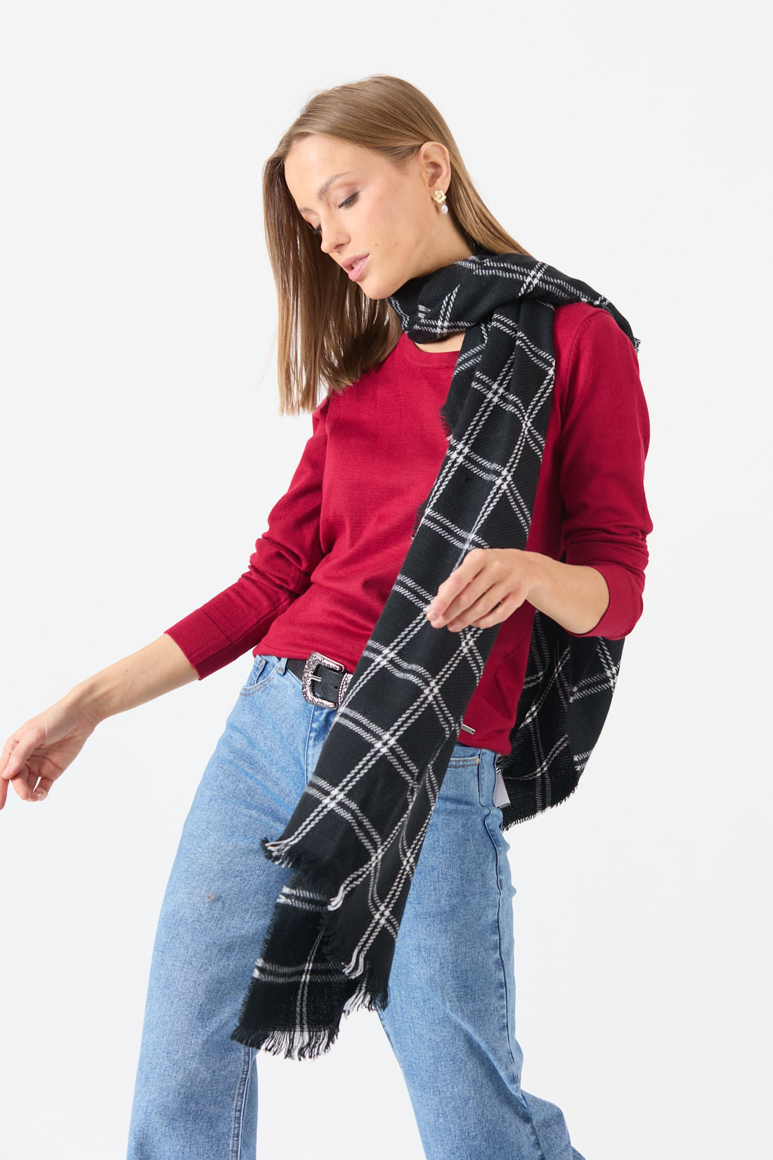 Sweater Mujer Cuello Redondo Liso Rojo