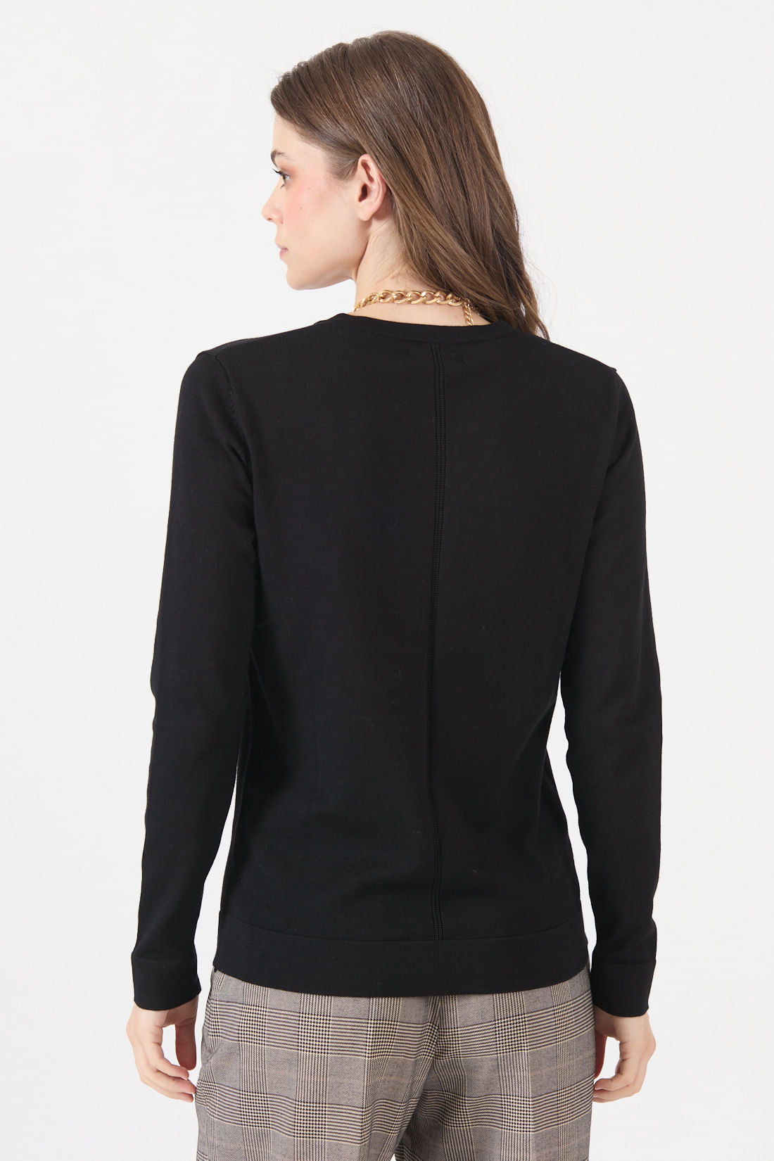Sweater Mujer Cuello en V Negro