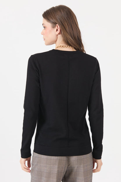 Sweater Mujer Cuello en V Negro