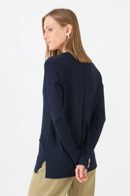 Cardigan Mujer Cuello en V Azul Marino