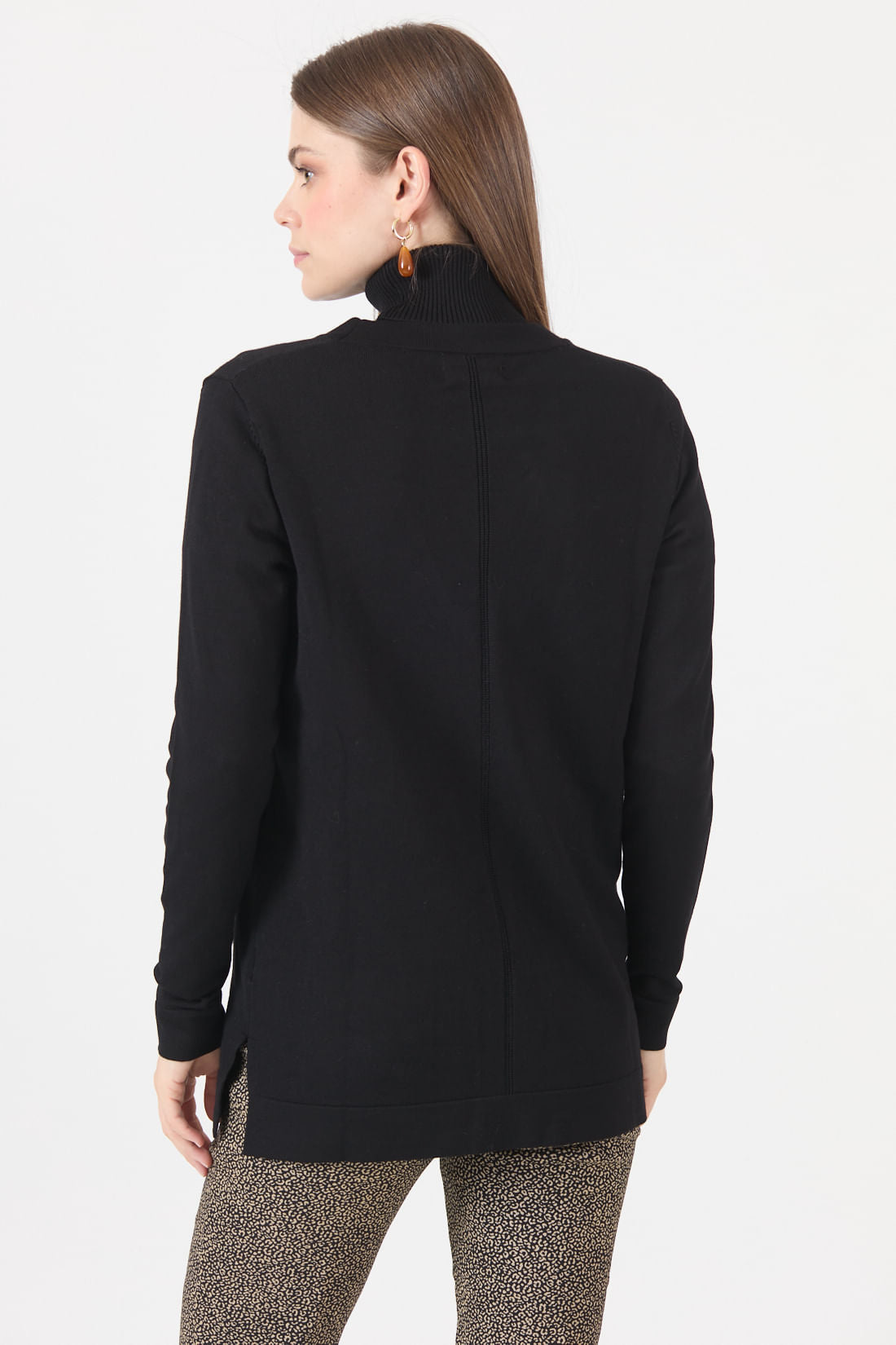 Cardigan Mujer Cuello en V Negro