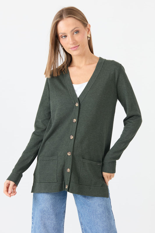 Cardigan Mujer Melange Verde