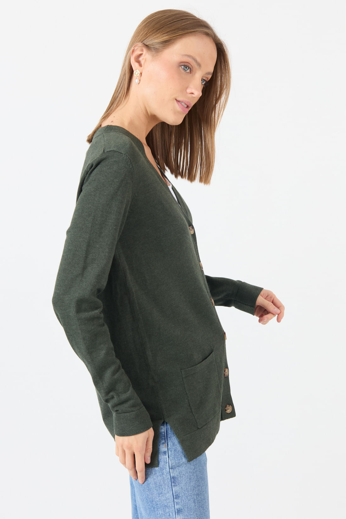 Cardigan Mujer Melange Verde