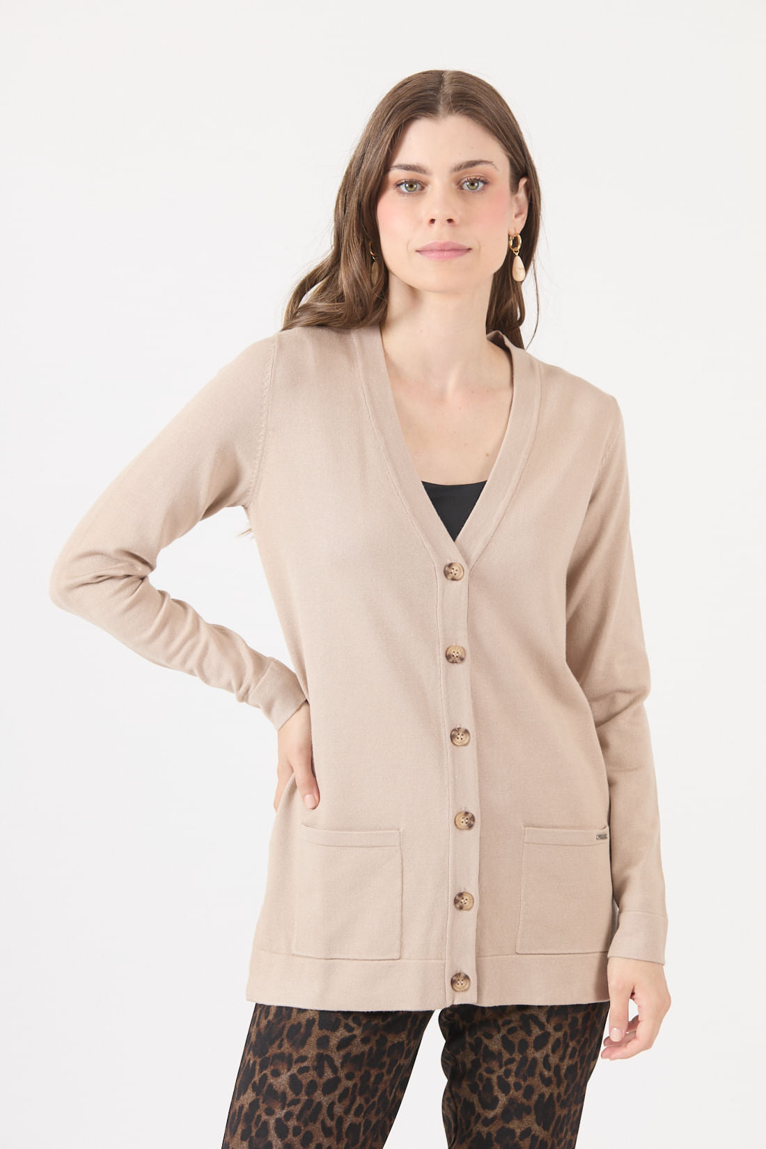 Cardigan Mujer Melange Beige