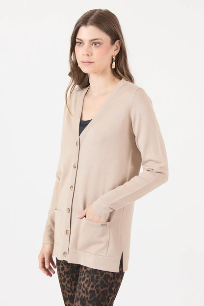 Cardigan Mujer Melange Beige