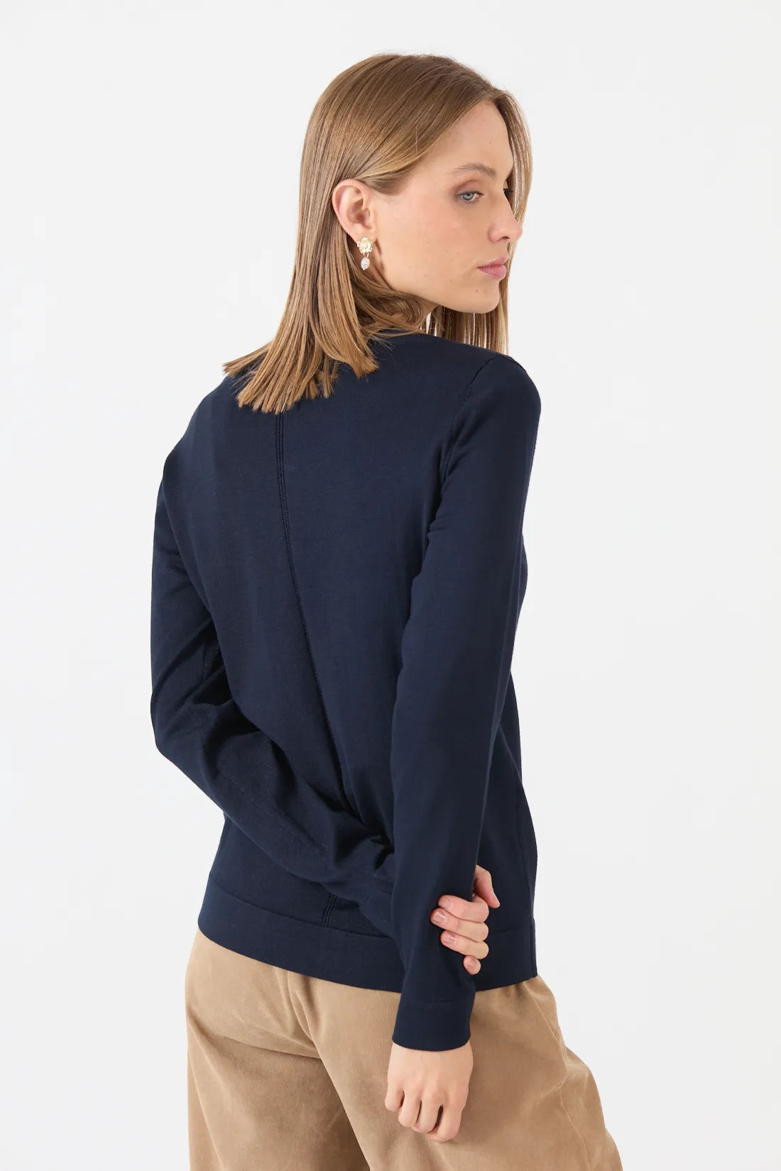 Cardigan Mujer Cuello Redondo Azul Marino