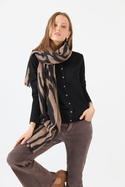 Cardigan Mujer Cuello Redondo Negro