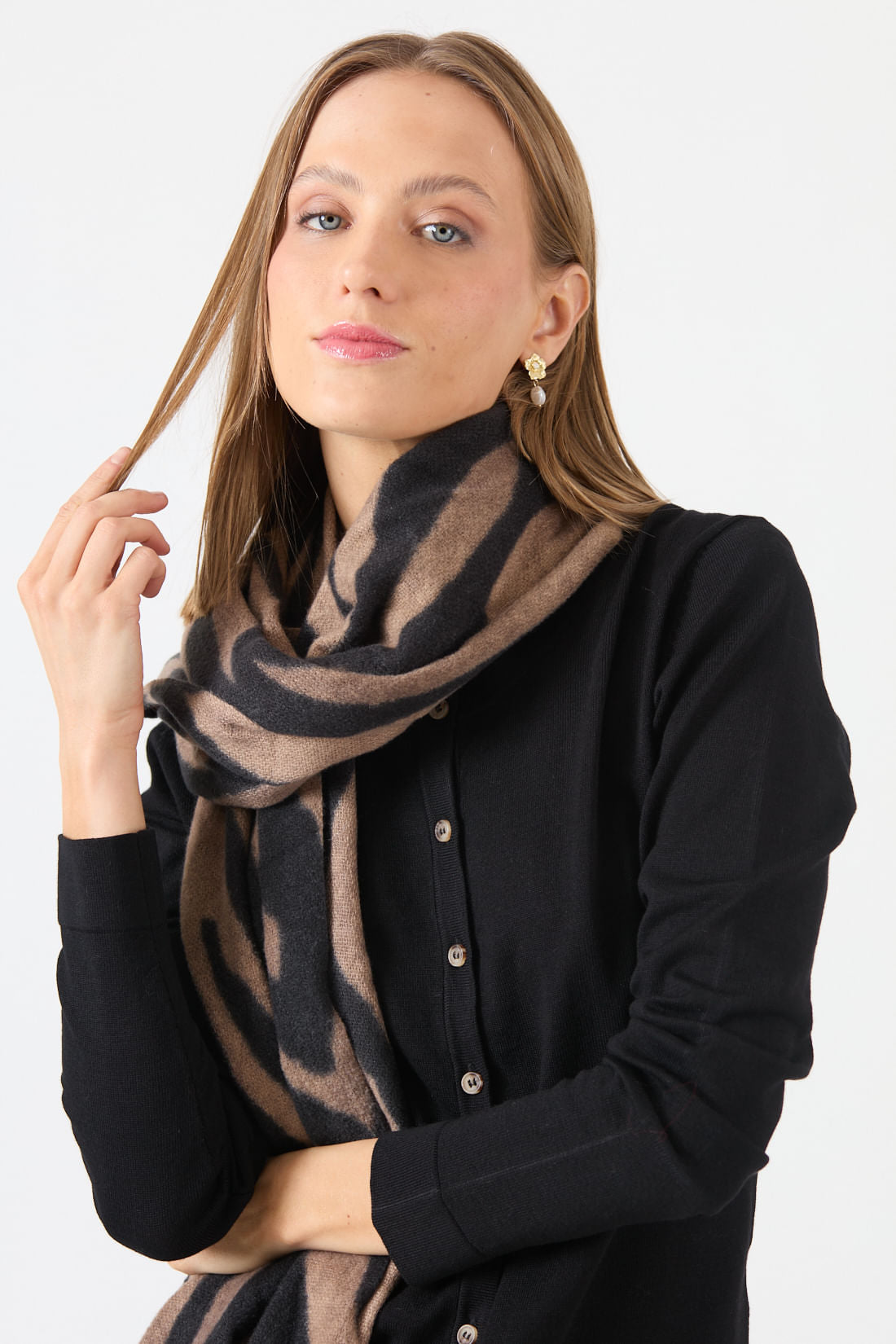 Cardigan Mujer Cuello Redondo Negro