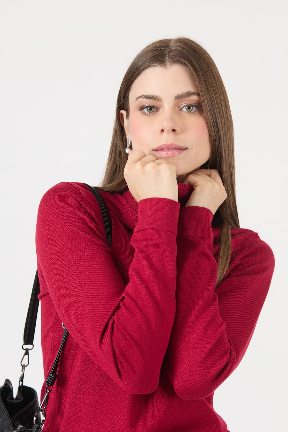 Sweater Mujer Cuello Alto Rojo