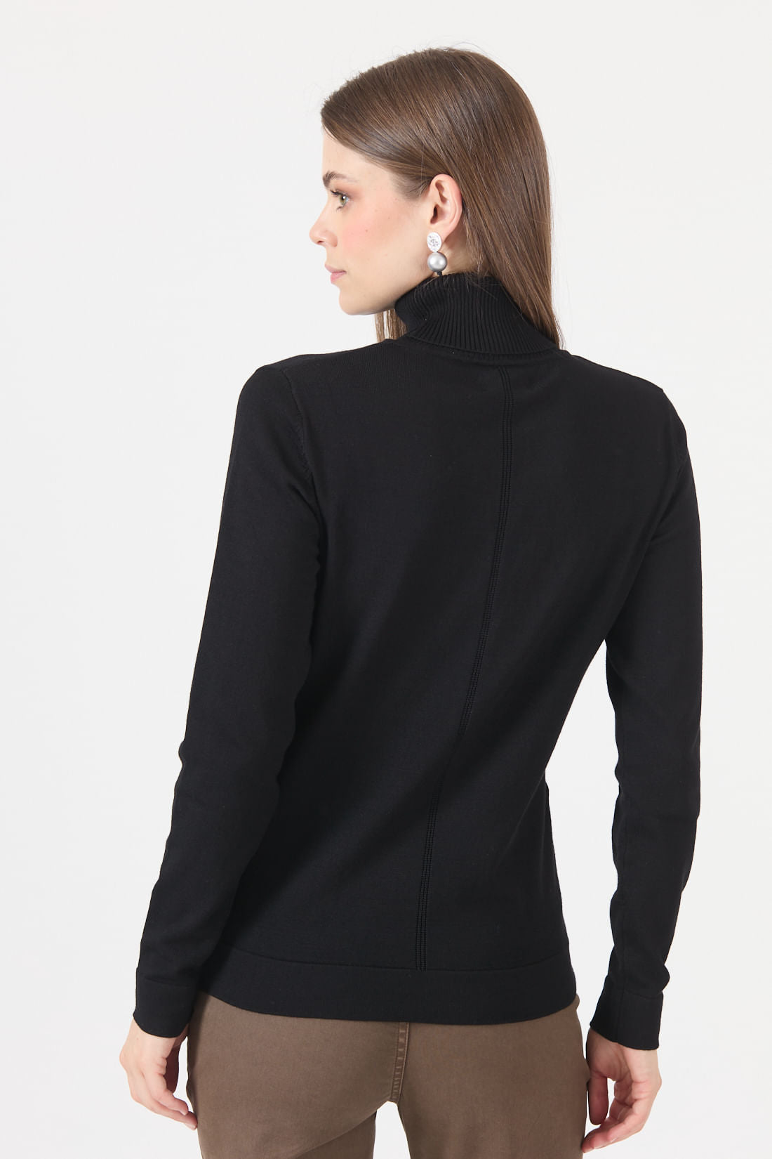 Sweater Mujer Cuello Alto Negro