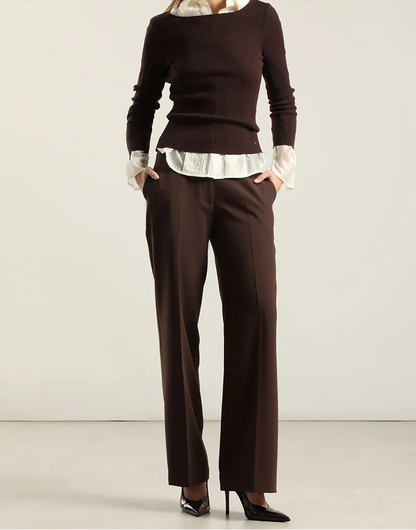 Jersey Mujer Punto Basico Chocolate