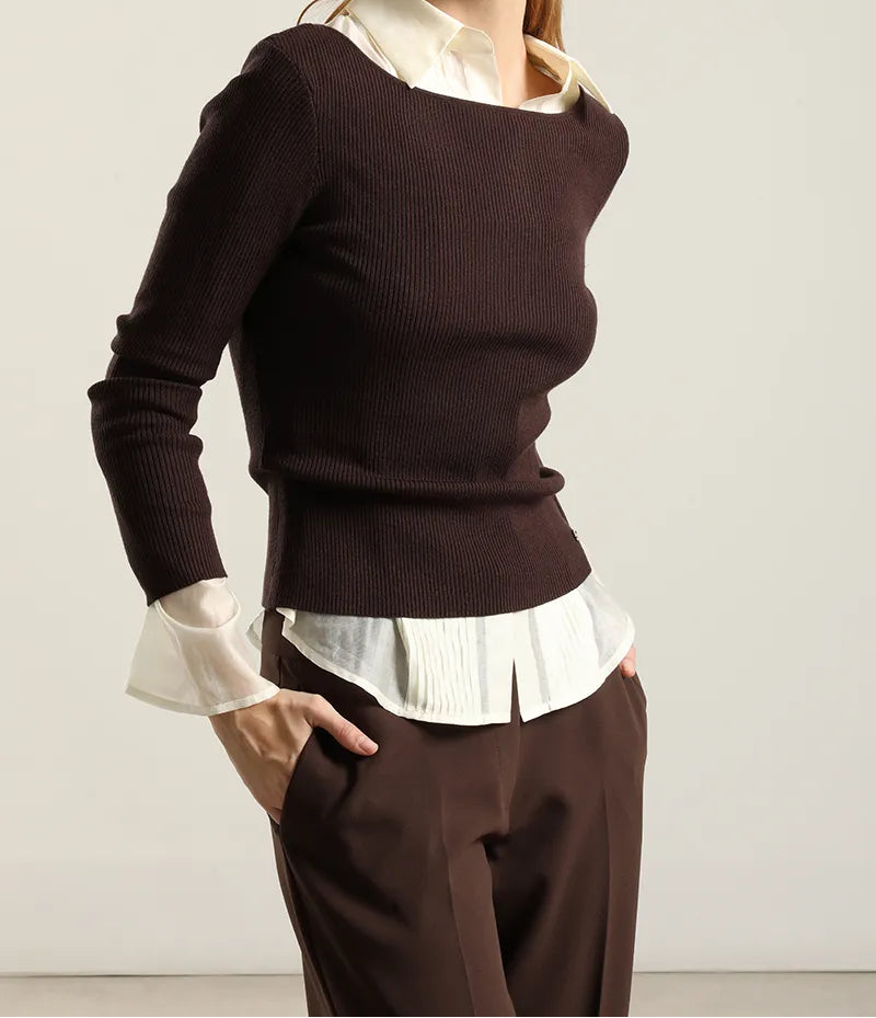 Jersey Mujer Punto Basico Chocolate