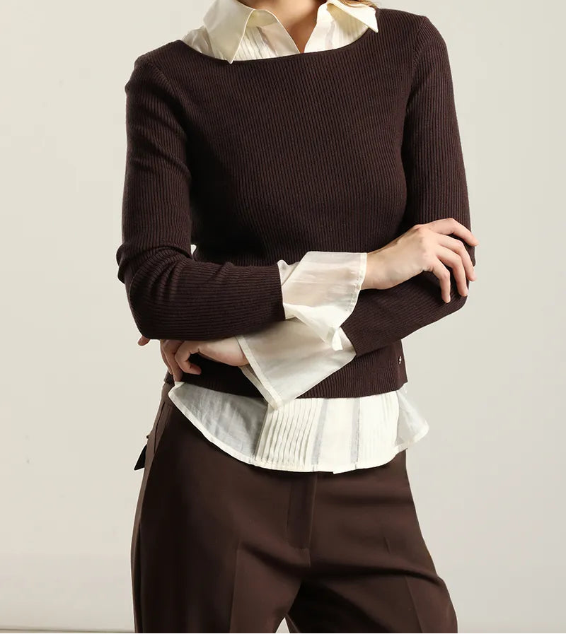 Jersey Mujer Punto Basico Chocolate