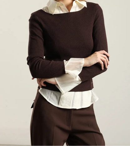 Jersey Mujer Punto Basico Chocolate