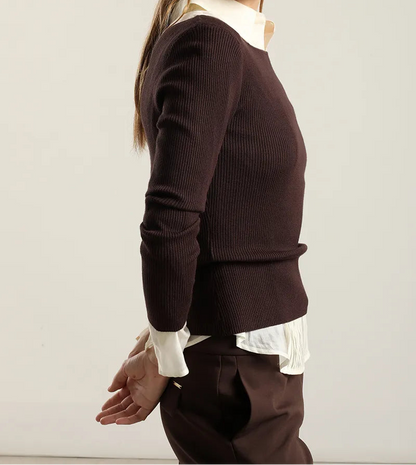 Jersey Mujer Punto Basico Chocolate