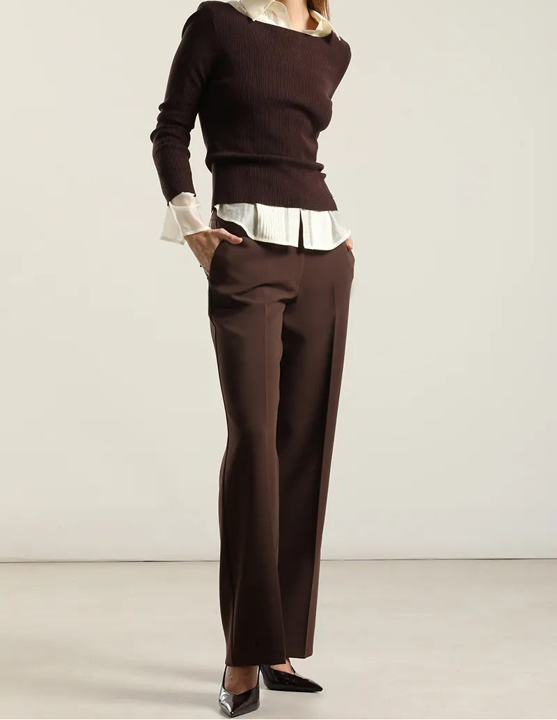 Jersey Mujer Punto Basico Chocolate