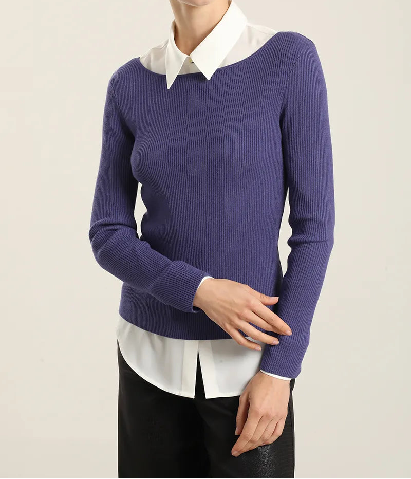 Jersey Mujer Punto Basico Azul