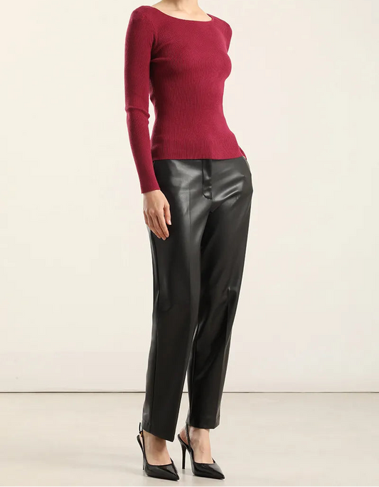 Jersey Mujer Punto Basico Ciruela
