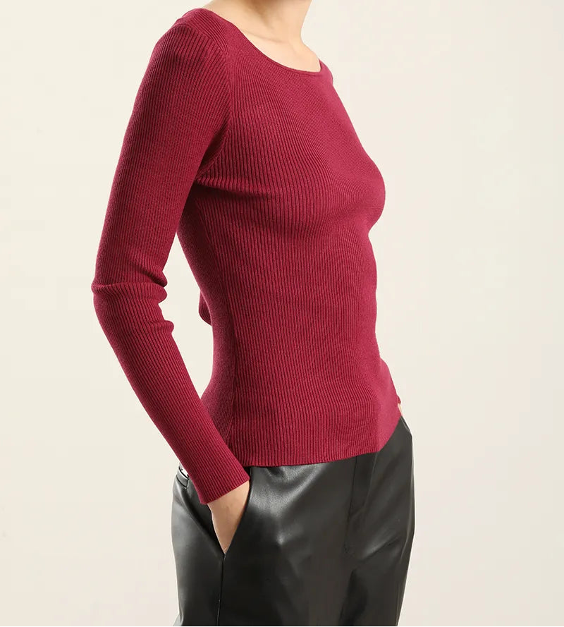 Jersey Mujer Punto Basico Ciruela