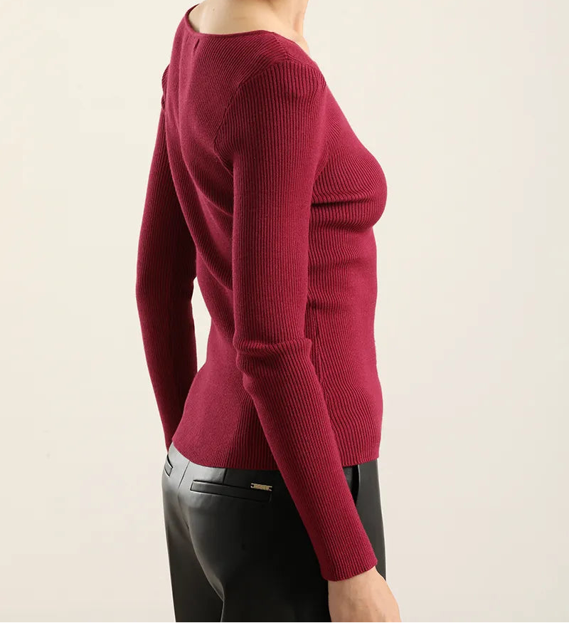 Jersey Mujer Punto Basico Ciruela