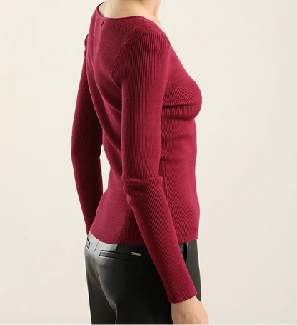 Jersey Mujer Punto Basico Ciruela