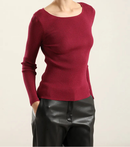 Jersey Mujer Punto Basico Ciruela