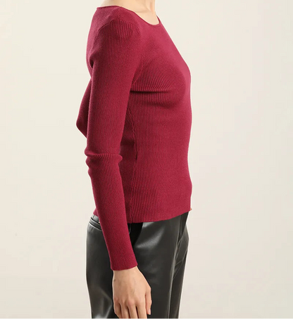 Jersey Mujer Punto Basico Ciruela