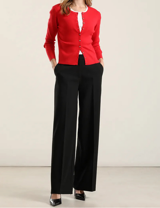 Cardigan Mujer Basico Punto Rojo
