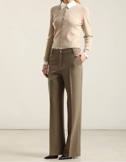 Cardigan Mujer Basico Punto Beige