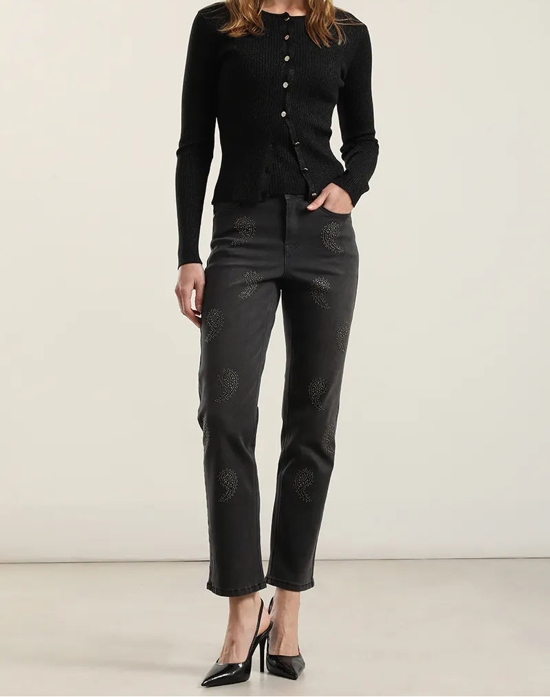 Cardigan Mujer Punto Hilo Metalizado Negro