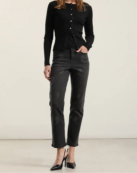 Cardigan Mujer Punto Hilo Metalizado Negro