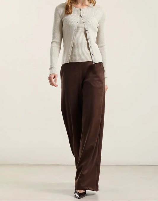 Cardigan Mujer Punto Hilo Metalizado Crudo